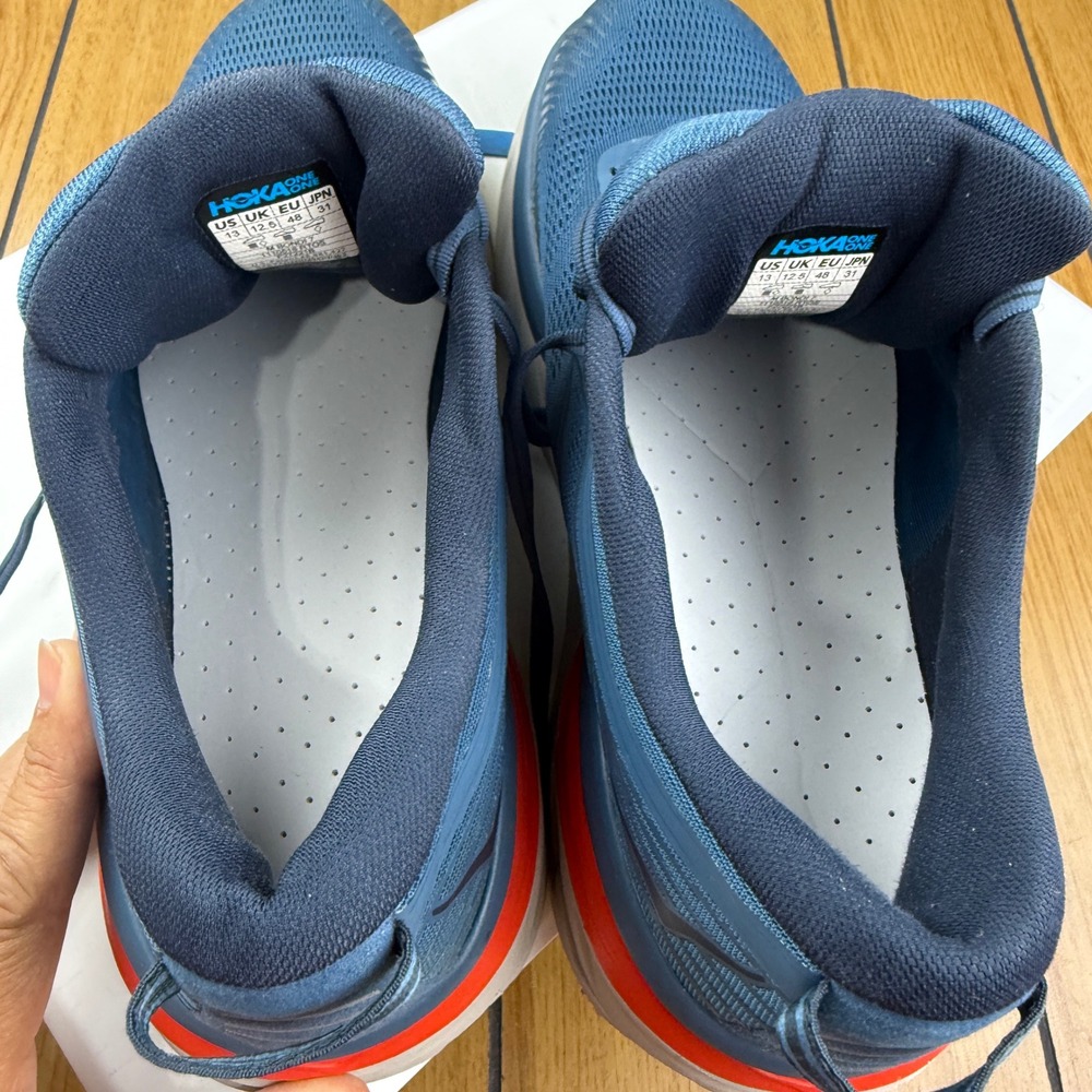 Hoka One One Bondi 7 Mens Running Shoes Blue Fog Ombre Red 1110518 RTOS Size 13 - Picture 13 of 16